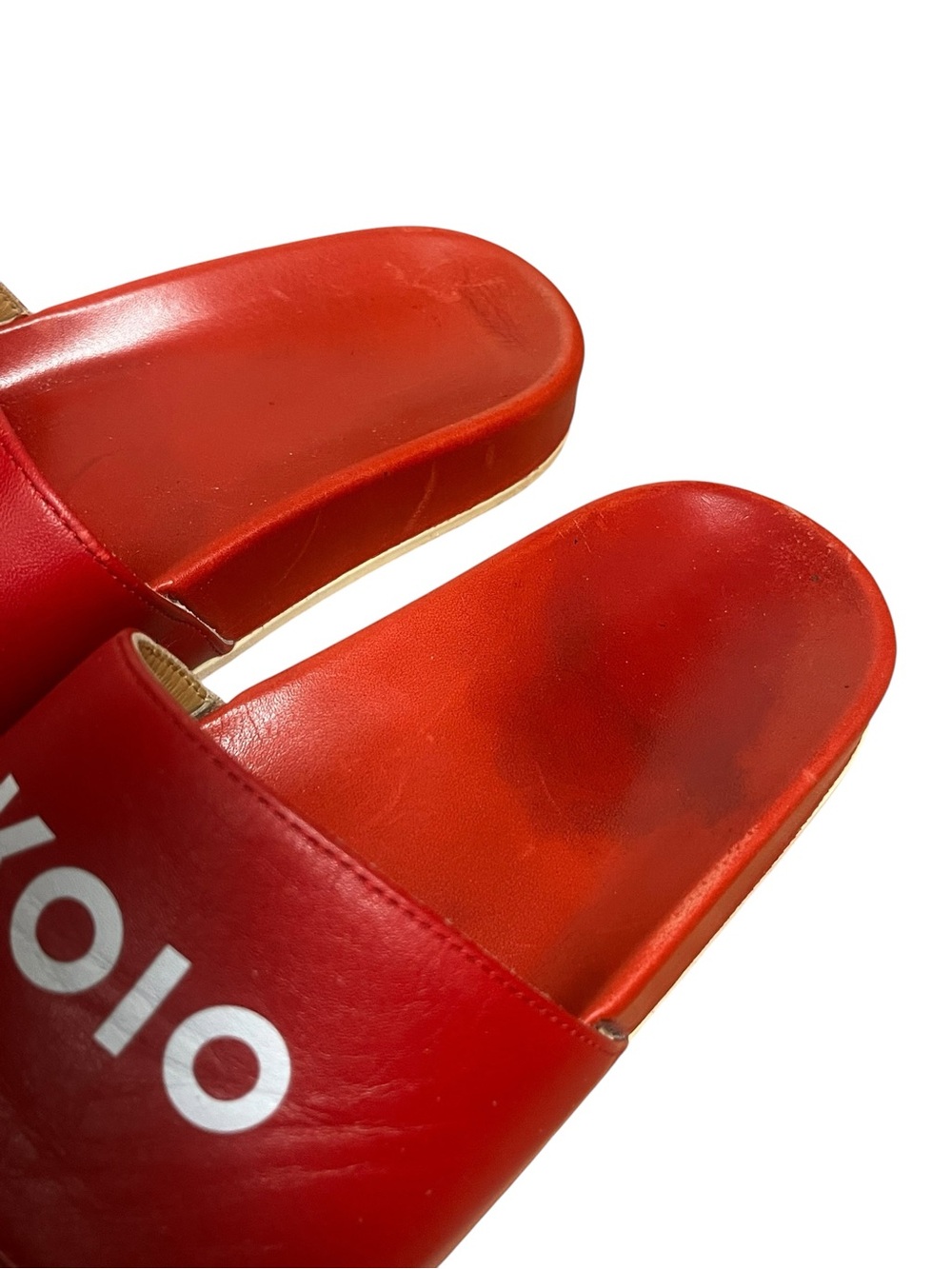 KOIO Slide Sandals Red Leather Made in Italy Minimalist EU 38 US 7.5/8 - Picture 4 of 12